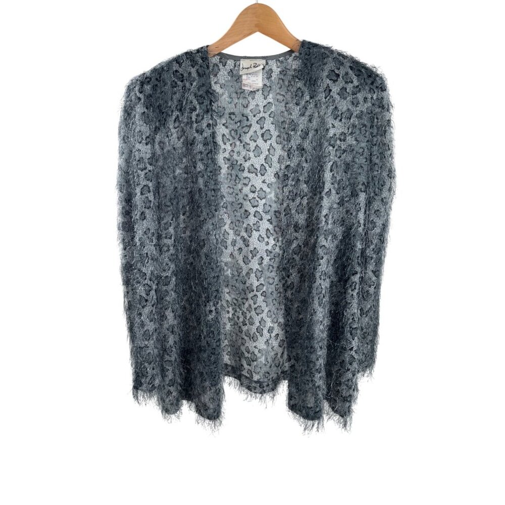 Joseph Ribkoff Gray Leopard Print Textured Open Cardigan Jacket Size 16